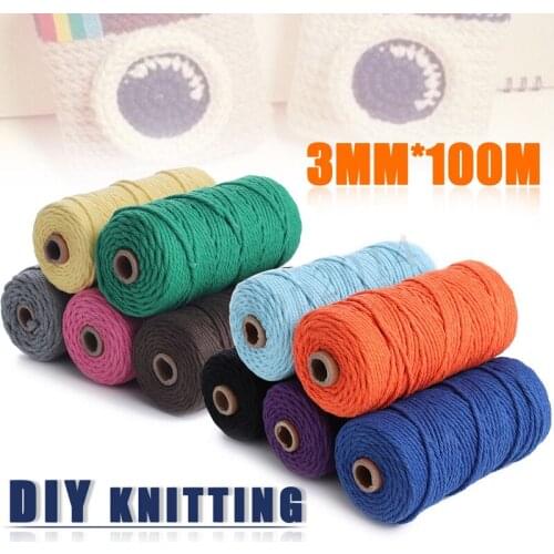 100M 3 MM 100% Cotton Rope Thread Handmade Cotton Cord Crochet Rope Decoration DIY Colorful Twine Macrame Cord String Thread