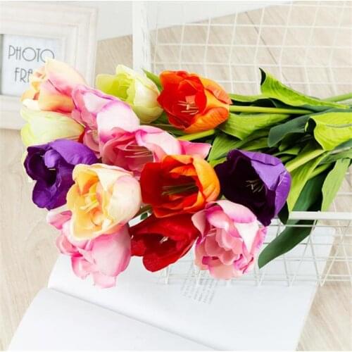 1P Fake Single Stem Tulip 22.44" Length Simulation Dutch Tulips for Wedding Home Decorative Artificial Flowers