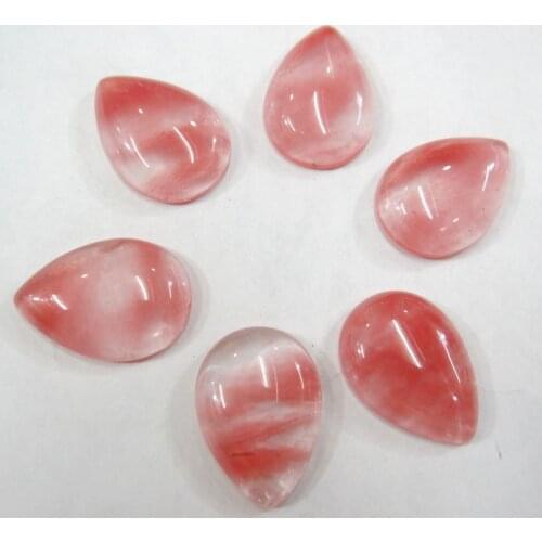 Wholesale 20PCS Natural Stone water drop Cabochons 25*18MM No hole cherry quartz Beads for DIY Jewelry Making Accessories