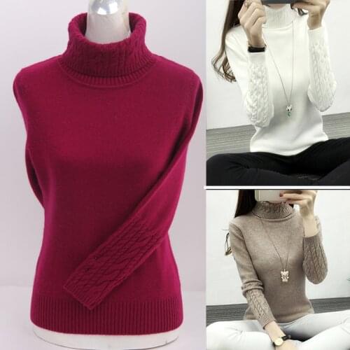 2020 basic turtleneck solid autumn winter Sweater Pullover Women Female Knitted sweater slim long sleeve badycon sweater cheap