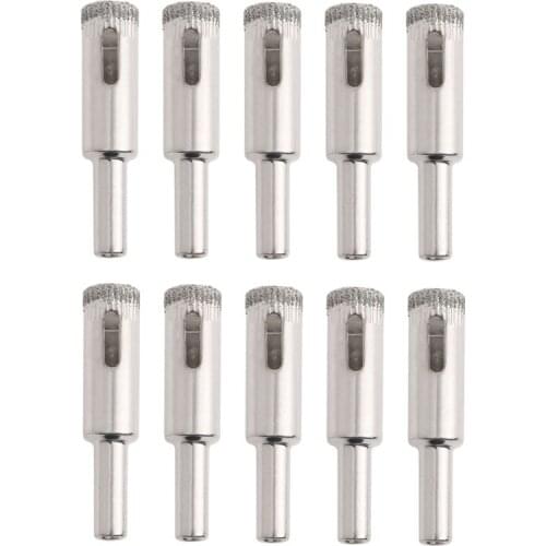 2020 New 10Pcs 12mm Diamond Coated Core Drill Bits Hole Saw Glass Tile Ceramic Marble