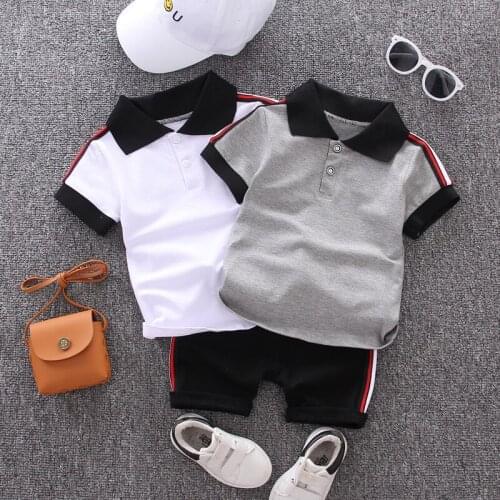 2021 New Solid Children Clothing Sets Toddler Boy Clothes Sets Kids Outfits T-shirt+Shorts 2 Pieces Boys Clothes For 1-5 Age