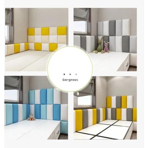 3D Bed Headboards Self-Adhesive Wall Stickers Kids Room Decor Baby Bedroom Tatami Anti-collision Cabecero Thickening Headboards
