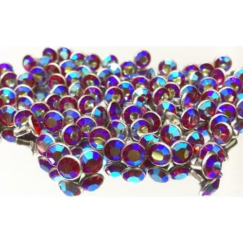 50Sets 4MM CZ+++ Light Siam Crystals Rhinestone Rivets AB Plated Rivets Assorted Cabochon Rivets Fit DIY Making Shipping Free