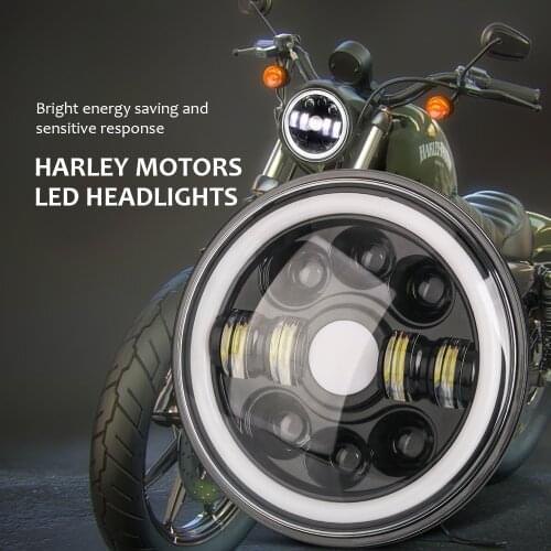 7 Inch LED Headlights For Car Jeep DRL Hi/Lo Beam Halo Ring White Amber Angel Eye For Niva Harley Motorcycle 7'' Front Headlight