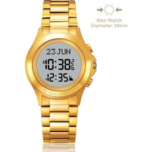 AL-SAHAR Round Classic Lover Wristwatch Athan Watch Men Accessory Azan Clock Fajr Time Reminder Muslim Jewelry