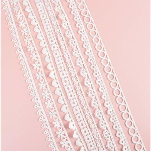 10Yards White Cotton Embroidered Lace Trim Ribbons Fabric Underwear Lace Trim Embroidered For Sewing Decor african lace fabric