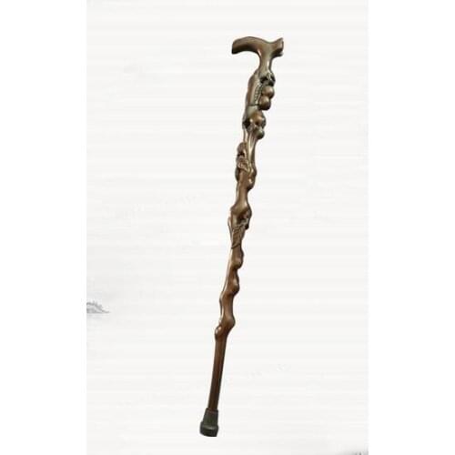 Black sandalwood longevity peach can be carved into wooden handicraft single crutch without splicing Solid faucet cane