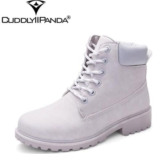 CuddlyIIPanda 2019 Autumn Plus Size Motorcycle Boots Camouflage Women Ankle Boots Pink White PU Leather Boots Botas Mujer