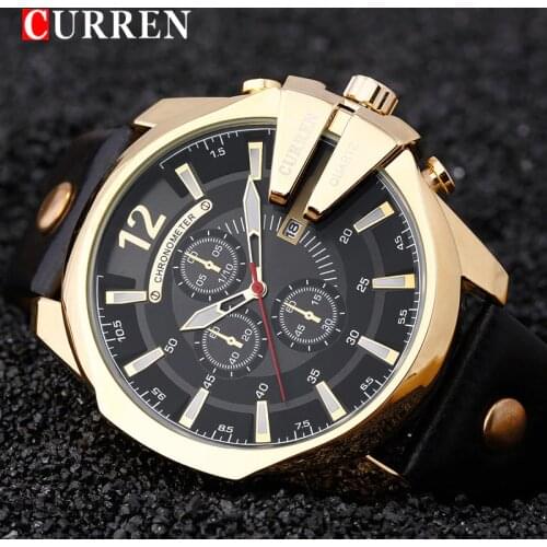 CURREN Golden Men Watches Top Luxury Fashion Casual Brand Watch Gold Quartz Watches Clock Men Watch Relogio Masculino
