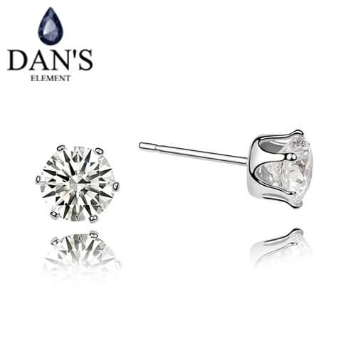 DANS 3 Colors Real Austrian Crystals Zirconia Stud earrings for women New Sale Hot 90344Crystal