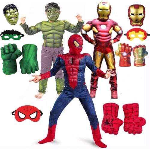 Kids Super Heroes Costumes Spider Man Hulk Captain America Iron Man Halloween Clothing Girls and Boys Avengers Party Wear Dress