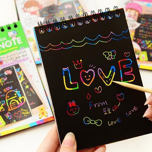 Kids Rainbow Colorful Scratch Art Kit Magic Drawing Painting Paper Notebook Gift