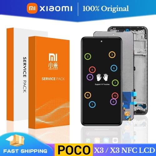 AAA+++ Original ​For Xiaomi POCO X3 Display LCD Touch Screen Digitizer For POCO X3 NFC LCD Replacement Parts M2007J20CG Display