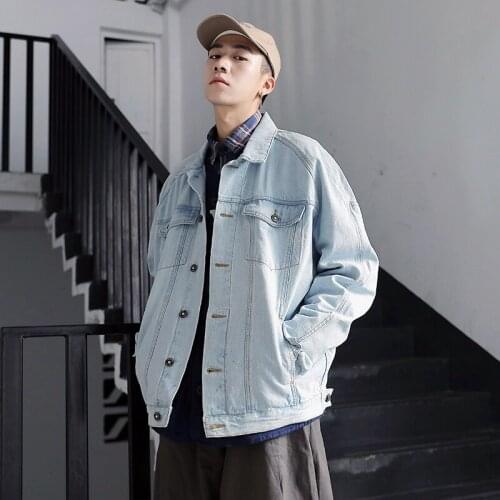 Denim Jacket Windbreaker Hip Hop Clothingmen Harajuku Korean Fashions Jeans Jacket 2021 Oversized Japanese Streetwear