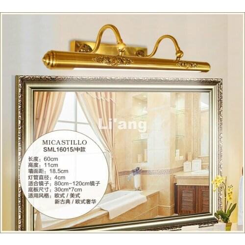 European Copper Mirror Lamp Indoor Wall Sconce Lighting Swing Arm Mirror Lighting LED Wall Sconces Decoration Indoor Lighting