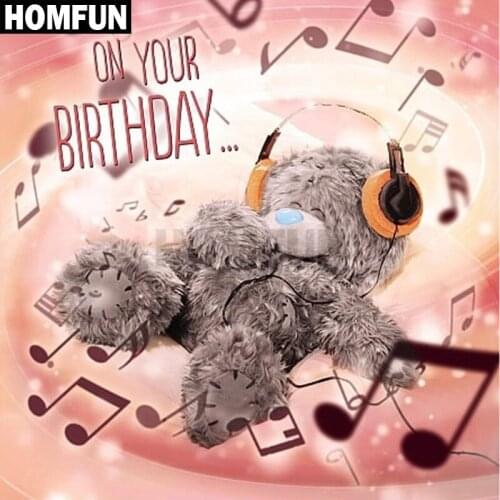 HOMFUN Paint With Diamond Embroidery "Cartoon Bear Gift" Diamond Painting Full Square Round Picture Of Rhinestone Decor A00474