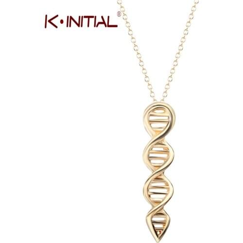 Kinitial Fashion Molecule Structure Necklace Chemistry DNA Necklace Pendants Twist Pendant Choker Necklace Jewelry women Bijoux