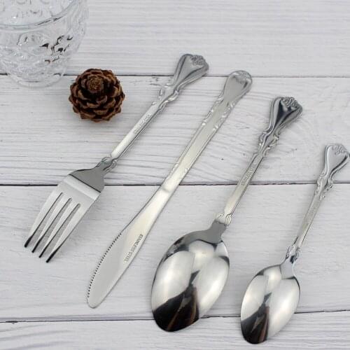 Classic Vintage Style Stainless Steel Western Dinnerware set Matte Antique Finish Cutlery Set Tableware For Kitchen Family