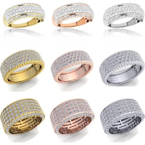 BAOSHINA New Band 5 Rows Zircon Ring Cubic Zirconia CZ Rings for Women Girls Engagement Wedding Jewelry Hand Accessories