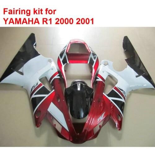 Top selling fairing kit for YAMAHA YZF R1 00 01 red white black Injection mold fairings set R1 2000 2001 MM36
