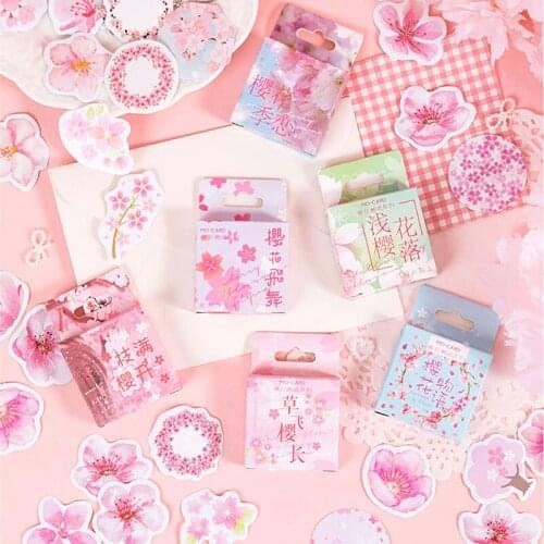 Boxed stickers Japanese meet cherry blossom flower petal garland hand account diary decoration can be fixed kawaii stickers