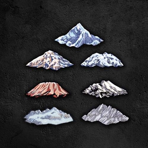 Seven Continents Peak Embroidery Patch Mount Qomolangma Mountaineering Volcano Snow Mountain Denali Tactical Stickers Decorate