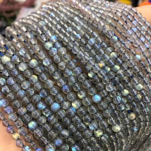 New Natural Stone Beads Flash Labradorite Round Beads 3/4mm Loose Beads for Jewelry Making Necklace DIY Bracelet