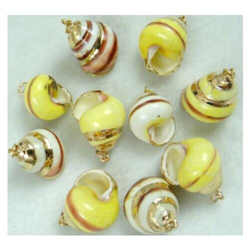 Wholesale Natural Quartz crystal Gold rim ocean conch shell Pendant For diy Jewelry making necklace Accessories 5pcs P189