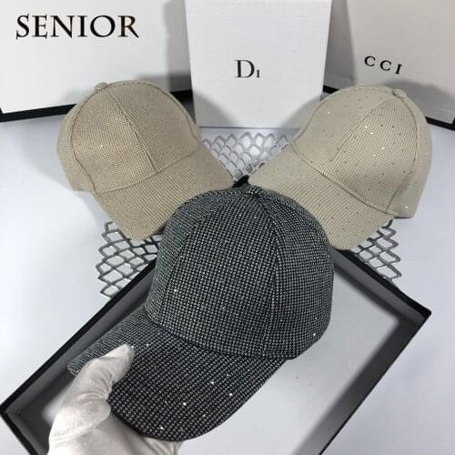 Autumn Korean Style Cotton Rhinestone Decoration Couple Hat Fashion Casual Big Brim Women Baseball Cap Men Women the Same Hat