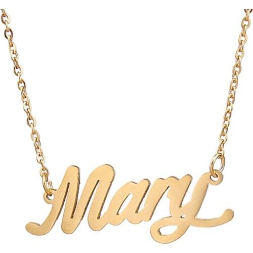 Mary Name Necklace Personalised Stainless Steel Women Choker 18k Gold Plated Alphabet Letter Pendant Jewelry Friends Gift