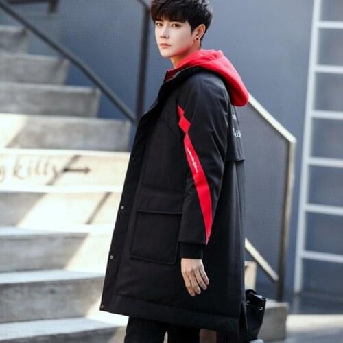 Winter Fashion Mens Fake Two Pieces Hoody Long Parka Colors Mixed Overcoat Casual Jacket Man Loose Fit Streetwear Warm Parkas