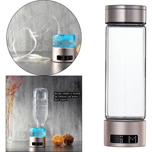 Rechargeable Hydrogen Rich Water Bottle Cups Ionized Water Generator SPE PEM Technology Ionizer LED Display Adapter