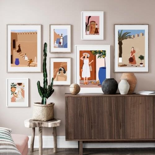 Fashion Woman Lady Illustration Art Nordic Posters And Prints Wall Art Canvas Painting Wall Pictures For Living Room Home Decor