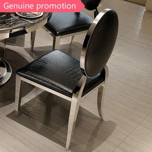 Genuine Promotion Send 2 Pcs Chairs Golden/silver Modern Minimalist Stainless Steel Dining Chair Home Chair Hotel PU/fabric