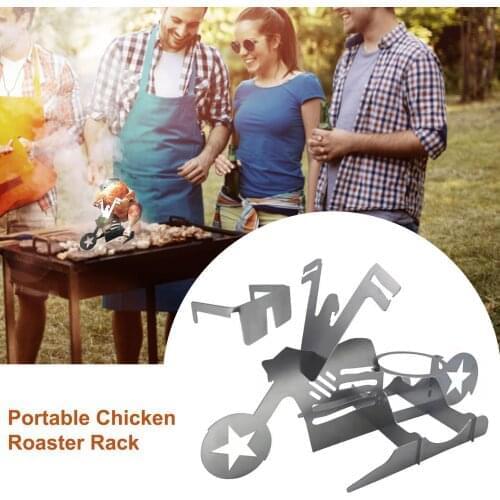 Barbecue Grilling Portable Grilled Chicken Rack Portable Stainless Steel Motorcycle BBQ For Parties Family Gatherings Camping #1