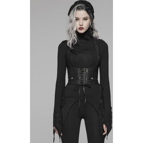 PUNKRAVE Womens Punk Accessories Wash PU Slimming Fit Metal Zipper Halloween Corset Accessories