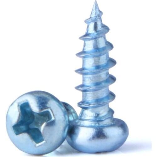 M4 M5 M6 Phillips Pan Head Self Tapping Wood Screws Hardened Blue Zinc Plated Round Head Cross Self Tapping Screws