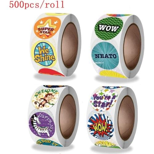 Reward Stickers Encouragement Sticker Roll for Kids Motivational Stickers with 4 Types Cartoon Rewards Words For Kids Students