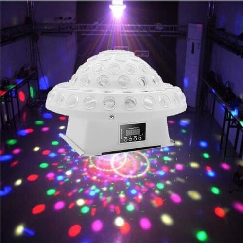 LED Crystal Laser Magic Ball Light UFO Laser Rotating Light Full Color DJ Effects Light for Disco KTV Room Weeding Party Show