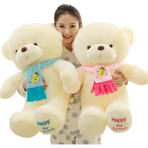 High quality 80CM Pink Blue Teddy Bear With Scarf Stuffed Animals Bear Plush toys Teddy Bear Doll Lovers Birthday Baby Gift New