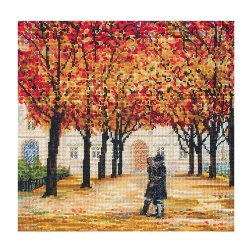 Top Quality Lovely Hot Sell Counted Cross Stitch Kit Autumn Romantic Love Maple Tree Golden Trail