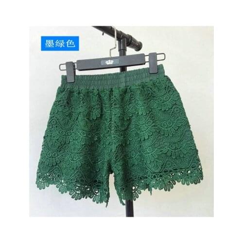 2021 New Hollow out lace shorts women High waist black white cute short femme elegant spring summer arrival