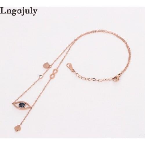 Women Necklaces Titanium Steel Eye Pendant Necklaces For Women Anniversary Engagement Wedding Necklace Jewelry Gift Wholesale