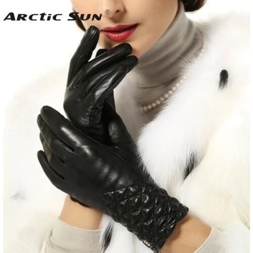 Women Gloves Wrist Elastic 2020 Top Fashion Goatskin Genuine Leather Solid Sheepskin Glove Thermal Winter Driving Free Shipping