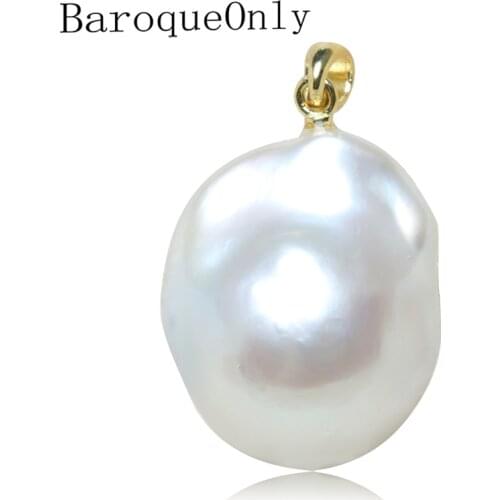 BaroqueOnly 925 Sterling Silver Pendant Freshwater Baroque Pearl Pendant Necklace INS Jewelry For Women 16-20mm new design