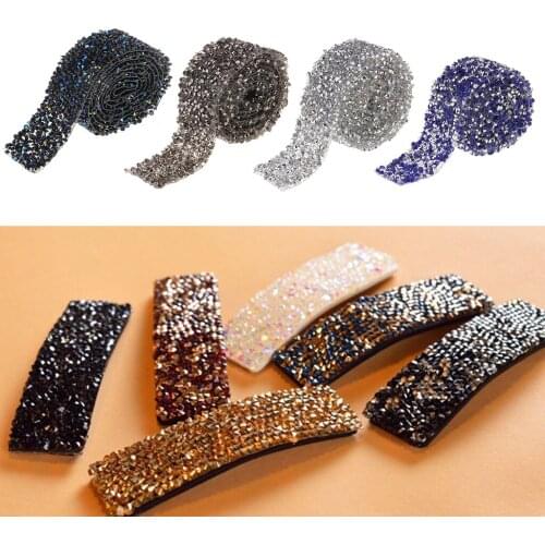 1 Yard Color Rhinestone Crystal Wedding Chain Trim Iron/Sew On DIY Applique