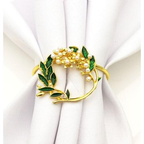12PCS Hotel set-up plant pearl garland napkin ring napkin buckle napkin ring