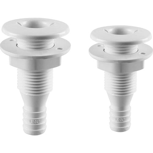2 Pieces Marine/Boat Straight Connector Thru Hull Plumbing Fitting for 3/4'' & 5/8'' Hose