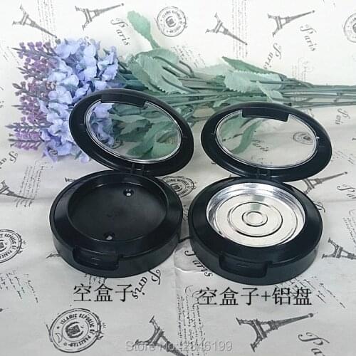 30pcs/lot Double Layers Eyeshadow Powder Case, Matte Black Blush Cosmetic Container with Two Layers, 44mm Cosmetic Powder Box